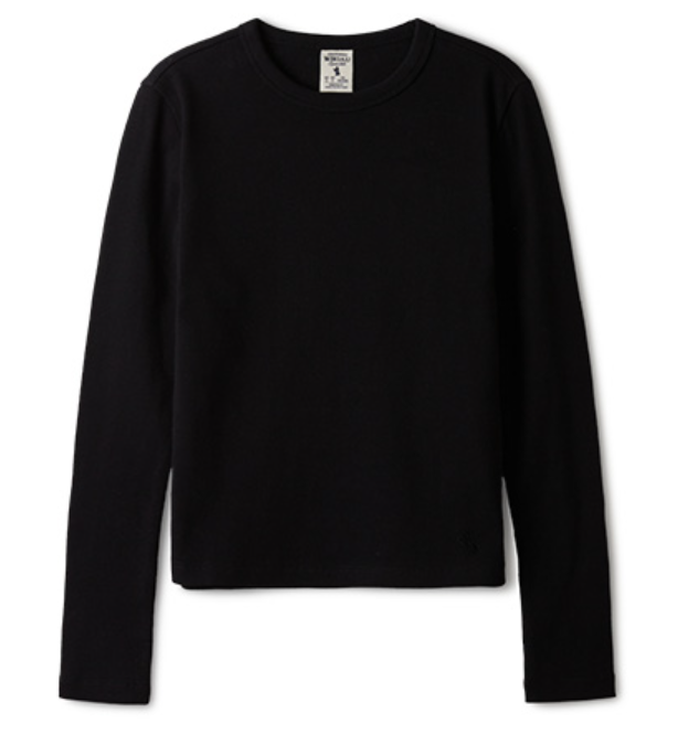 [K] WHO.A.U RIBBED LONG SLEEVE T-SHIRT,BLACK, WHLAE3821F-19-BLACK (KWAU1323)