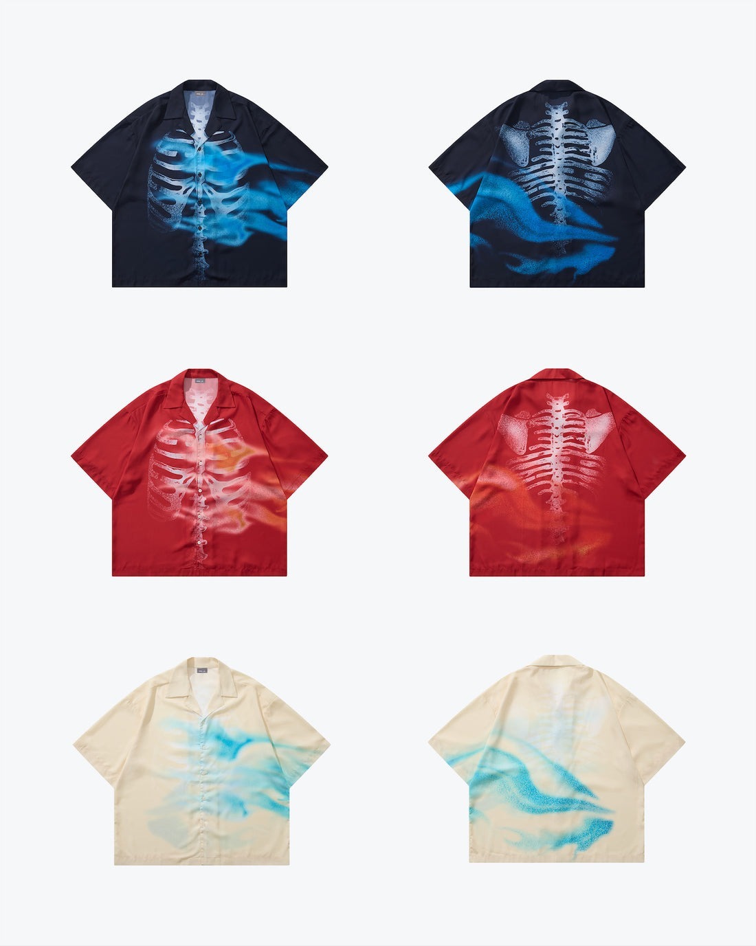 SENSE Flame Bone Overprint Collar Shirt