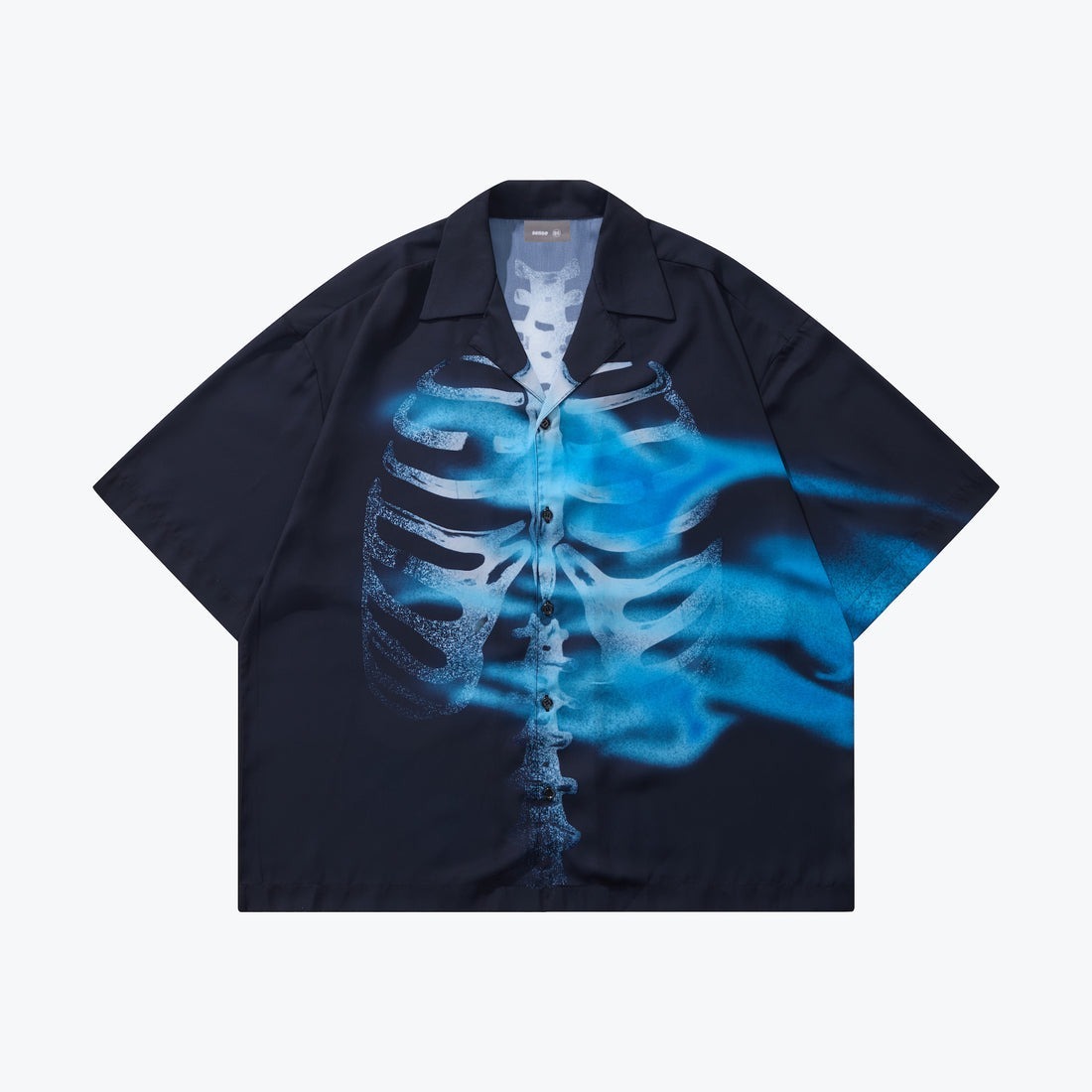 SENSE Flame Bone Overprint Collar Shirt