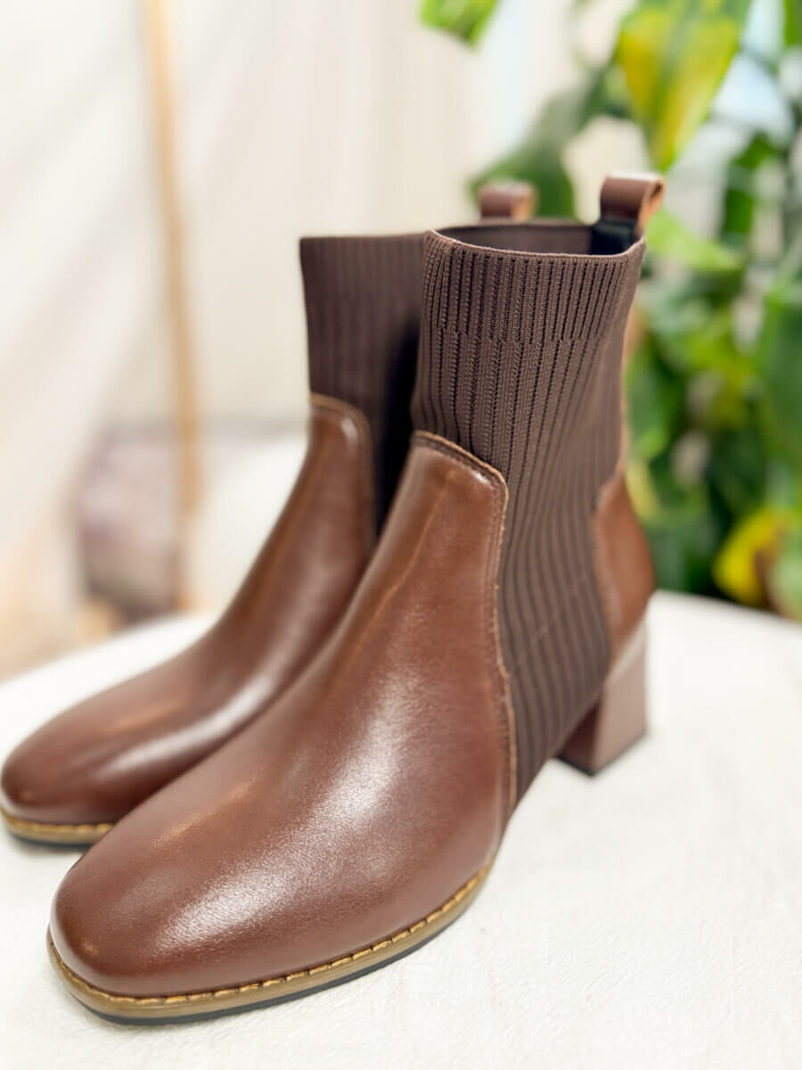 羅紋料 ‧ 真皮 ‧ 高踭BOOTS 【2417-1039】