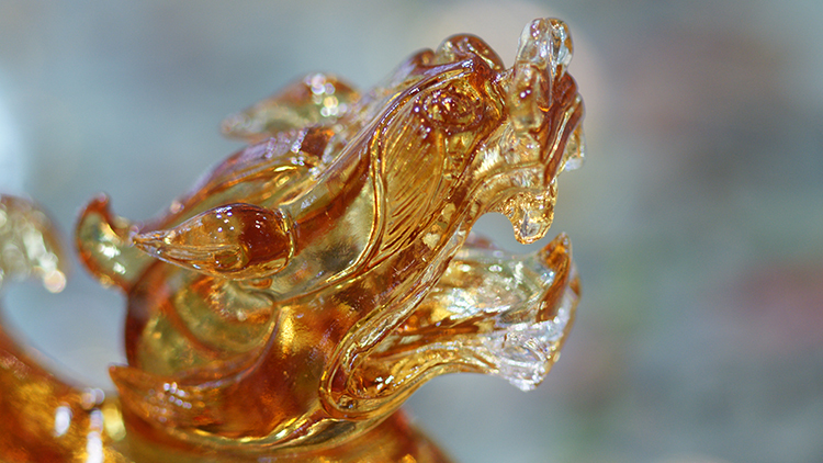 居鹿港窯禮品館│家開運琉璃~財源廣進 貔貅L 琥珀色