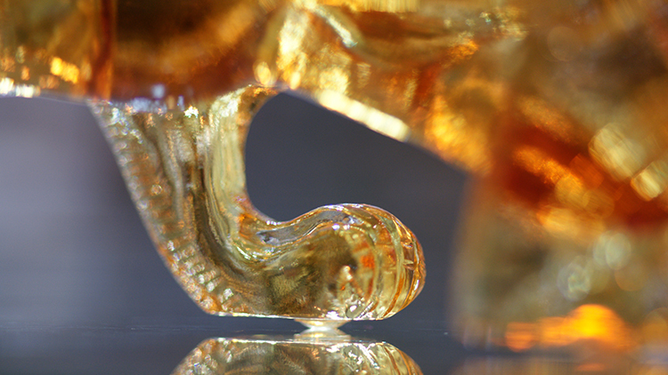 居鹿港窯禮品館│家開運琉璃~財源廣進 貔貅L 琥珀色