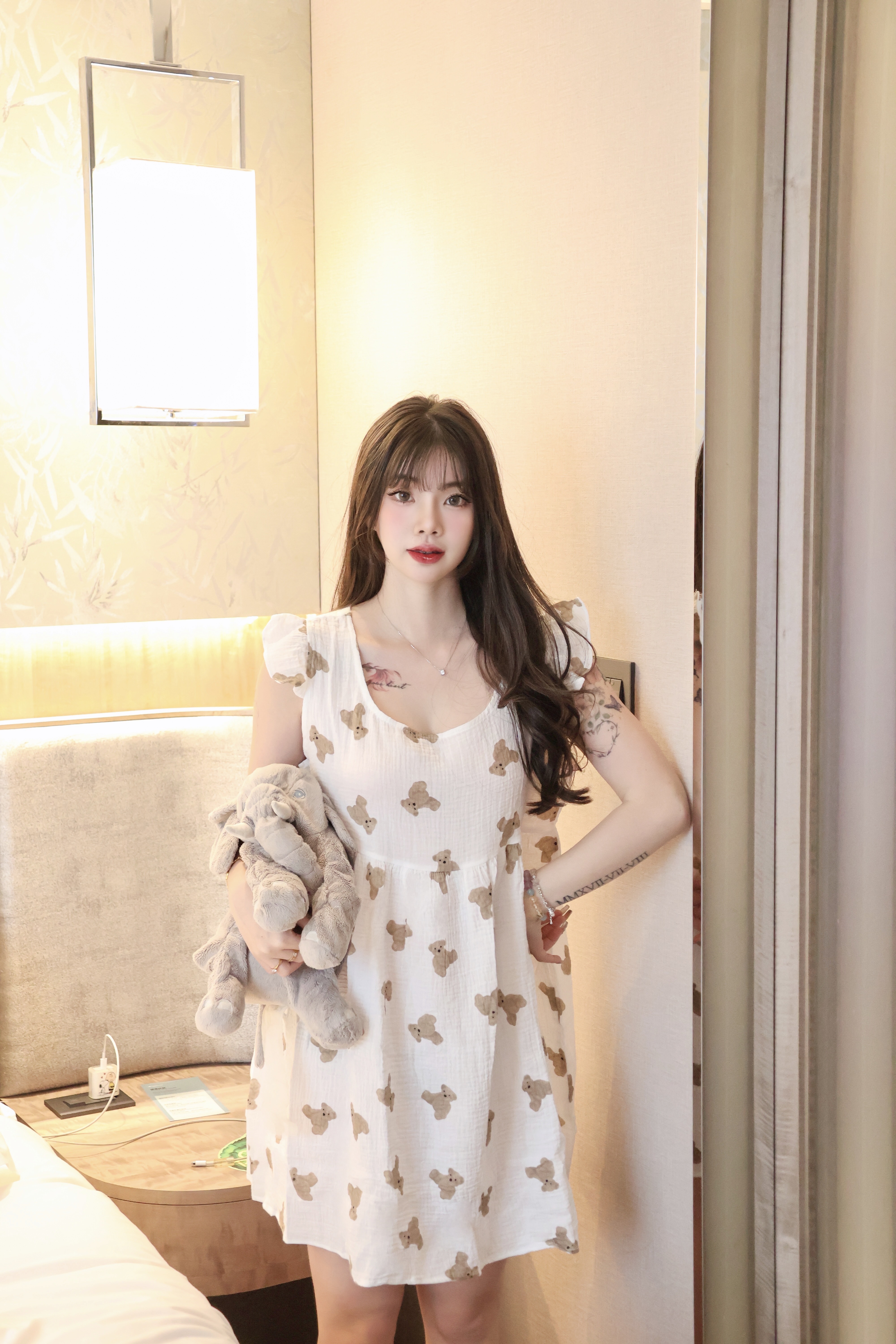 木耳邊泰迪熊睡裙🐻