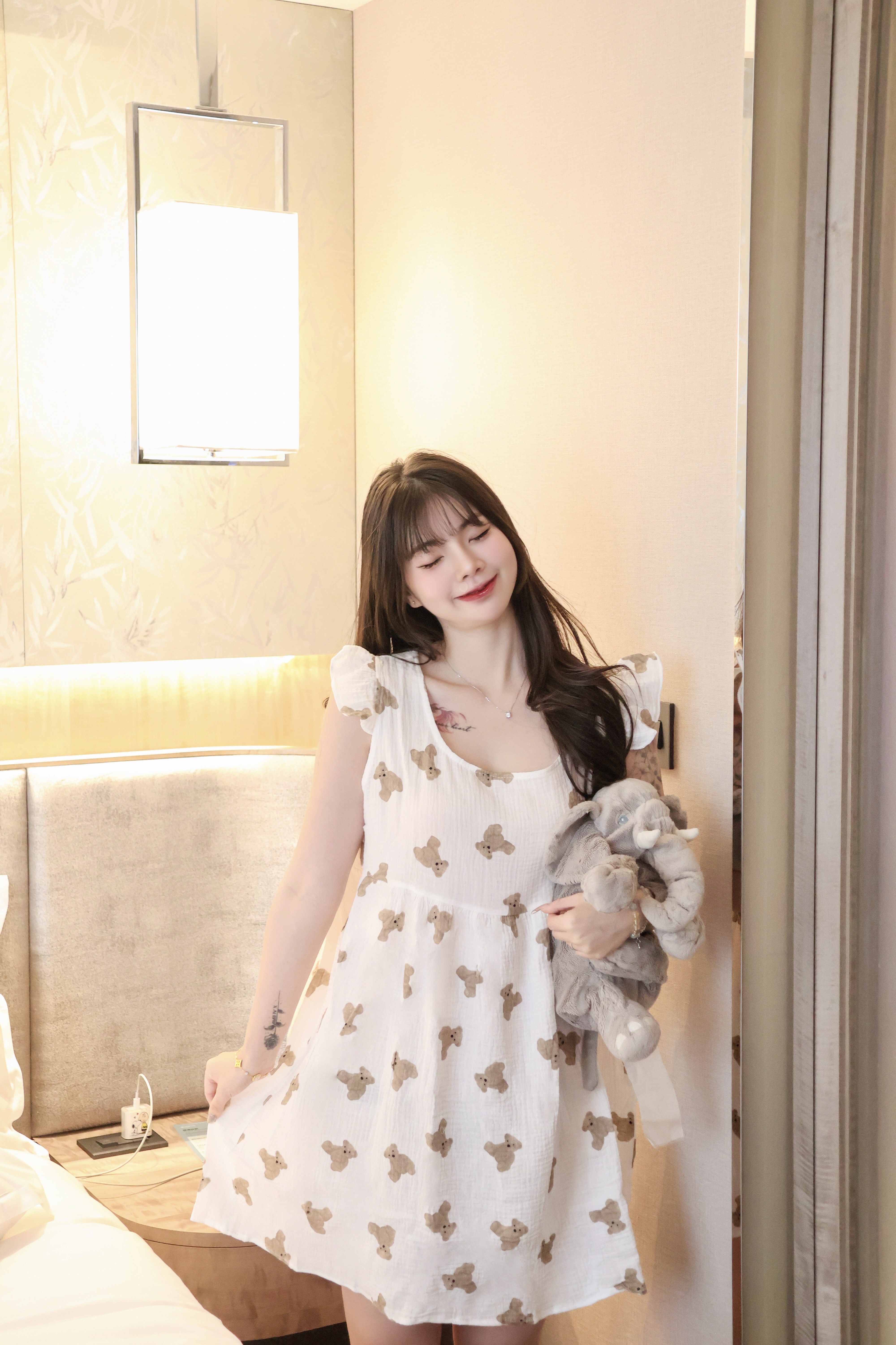 木耳邊泰迪熊睡裙🐻