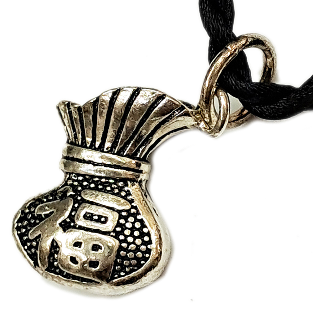 招財錢母袋925銀+黑繩項鍊【十方】141134