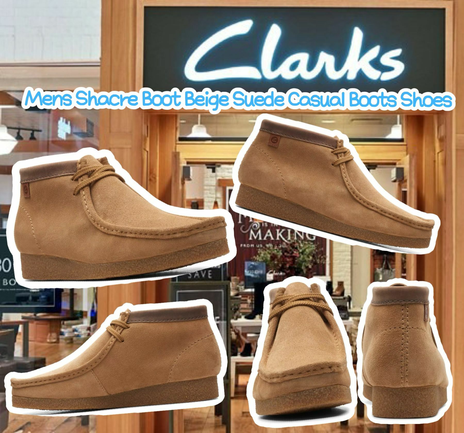 【預購】Clarks Shacre Beige F081505 男裝短靴