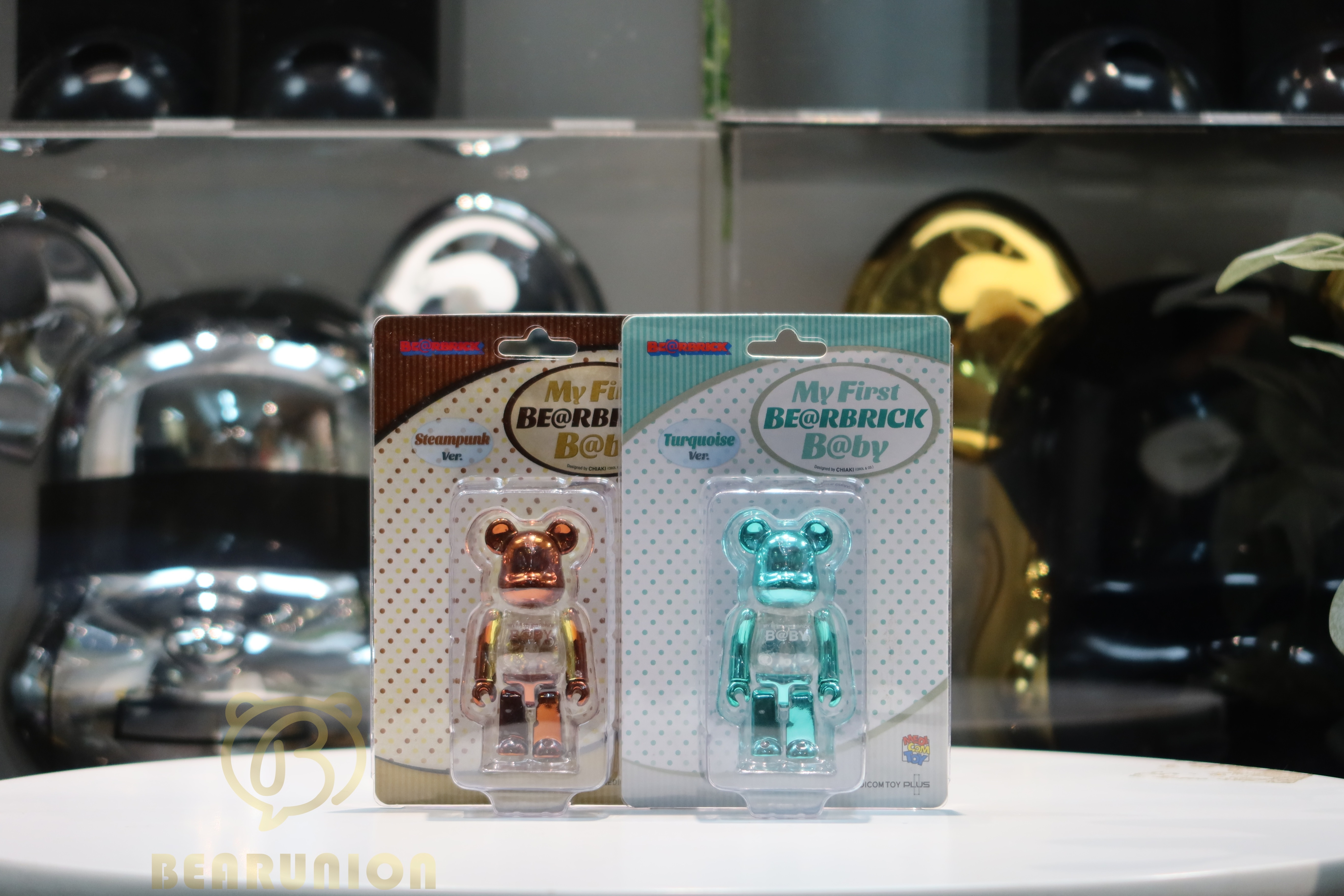 🥇現貨🥇Bearbrick 100% B@BY Steampunk Turquoise Set of 2