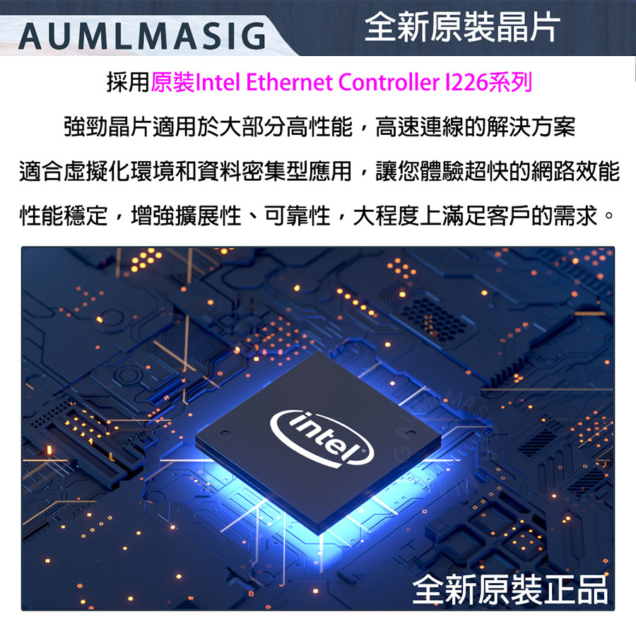 【AUMLMASIG全通碩】1 PORT 2.5 Gbps Ethernet Adapters intel 2.5GbE 乙太網路聚合介面卡 支持windows server/LINUX/VMware 1 PORT RJ-45插槽 適用企業IT/工作站/NAS/資料中心/虛擬中心/高速網路/資料庫速度提供高達2.5Gbps