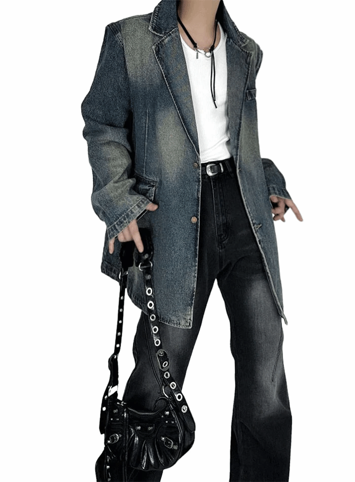 馬丁尼雙扣牛仔休閒西裝外套