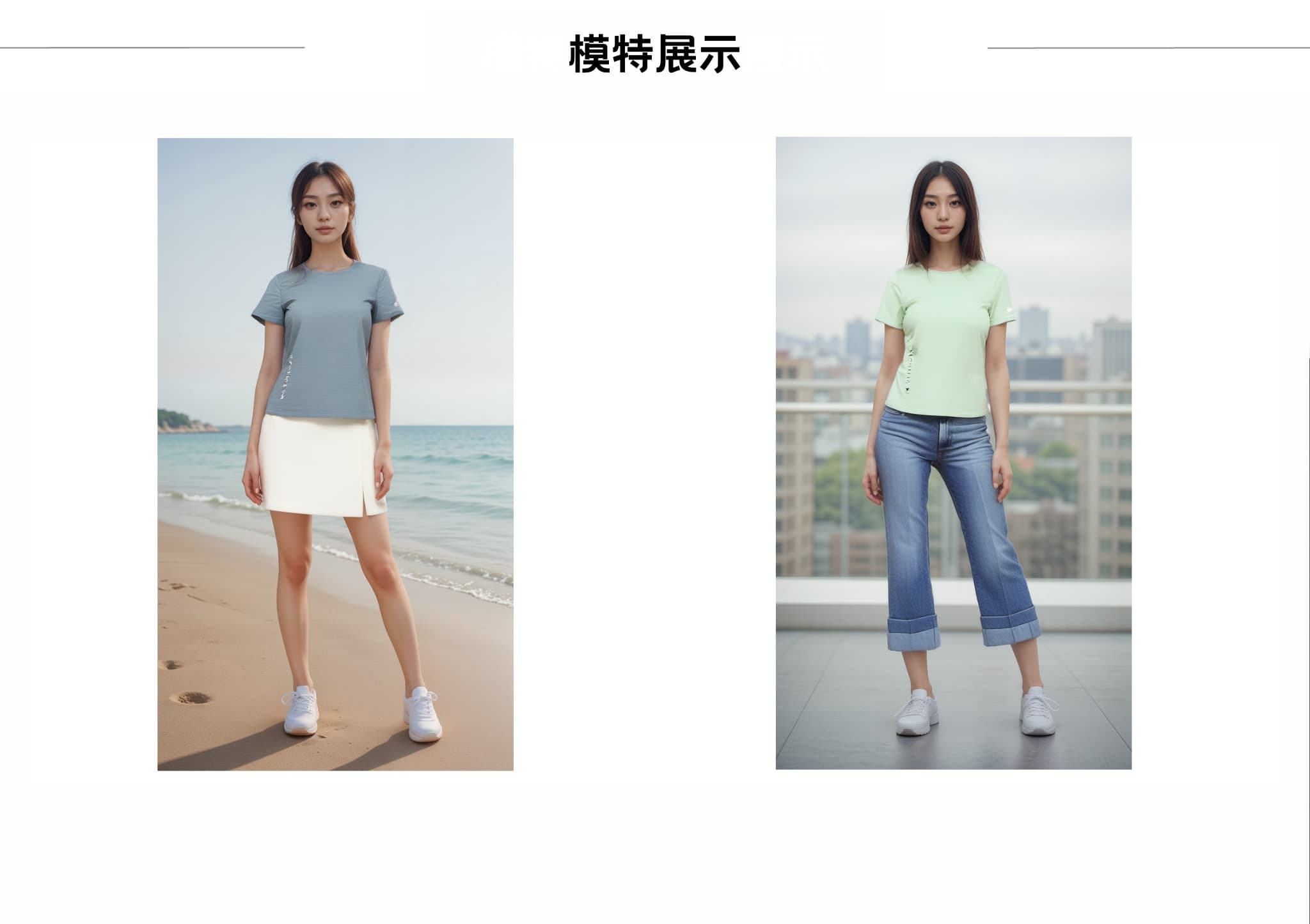 機能服飾在海邊展示