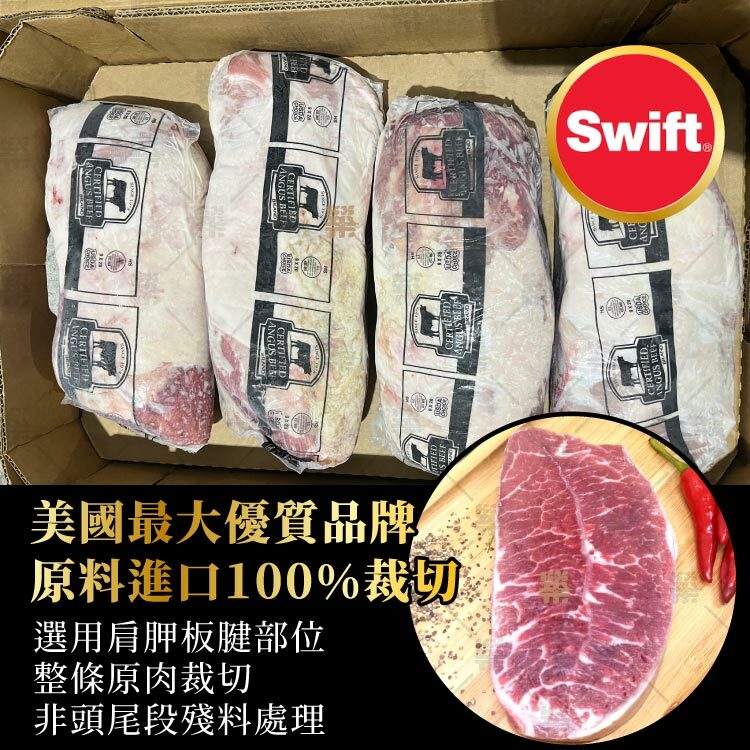選用知名牛肉Swift肩胛板腱部位原肉裁切