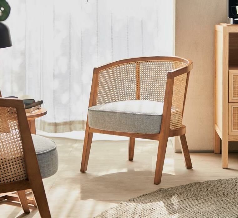 實木藤編休閒椅