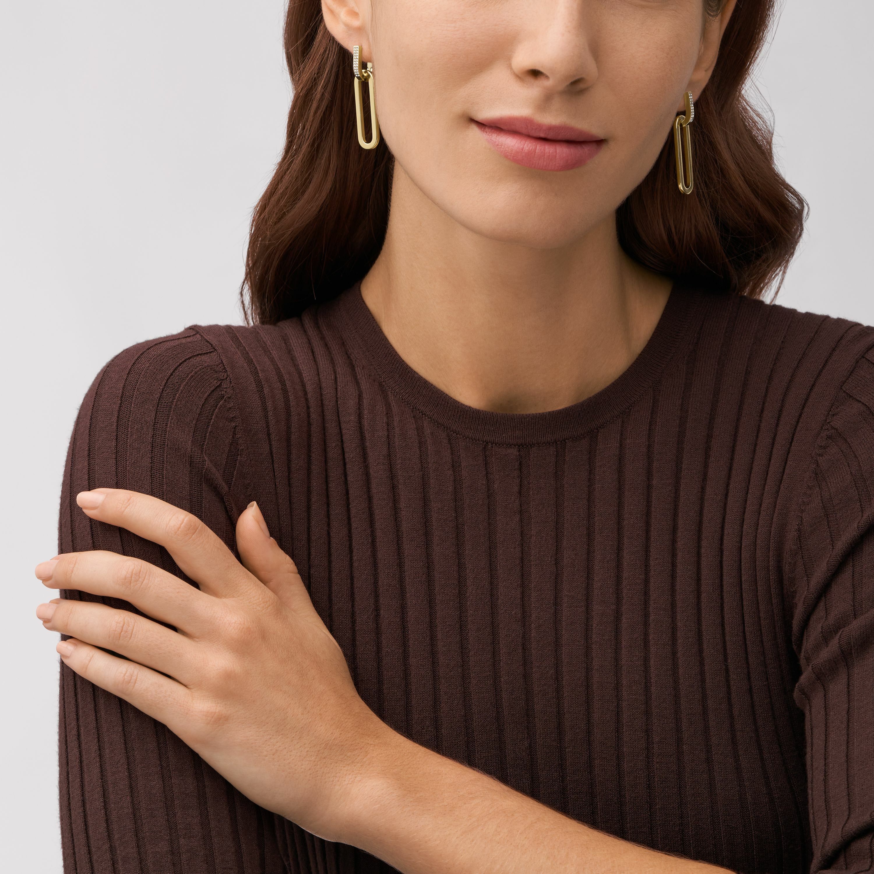 Heritage 簡約D字型水鑽耳環 JF04587710