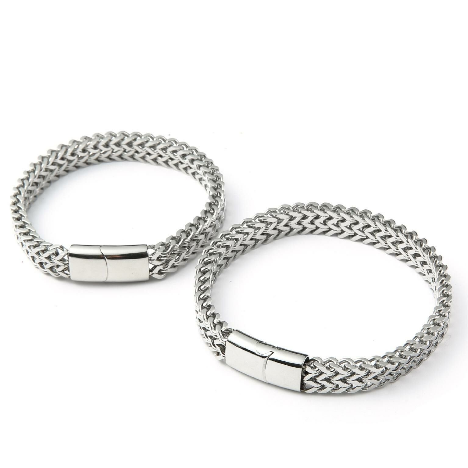 不掉色雙層銀色鈦鋼手鍊