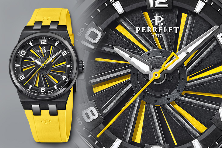 手腕上的龍捲風 PERRELET Turbine 41 Titanium Yellow