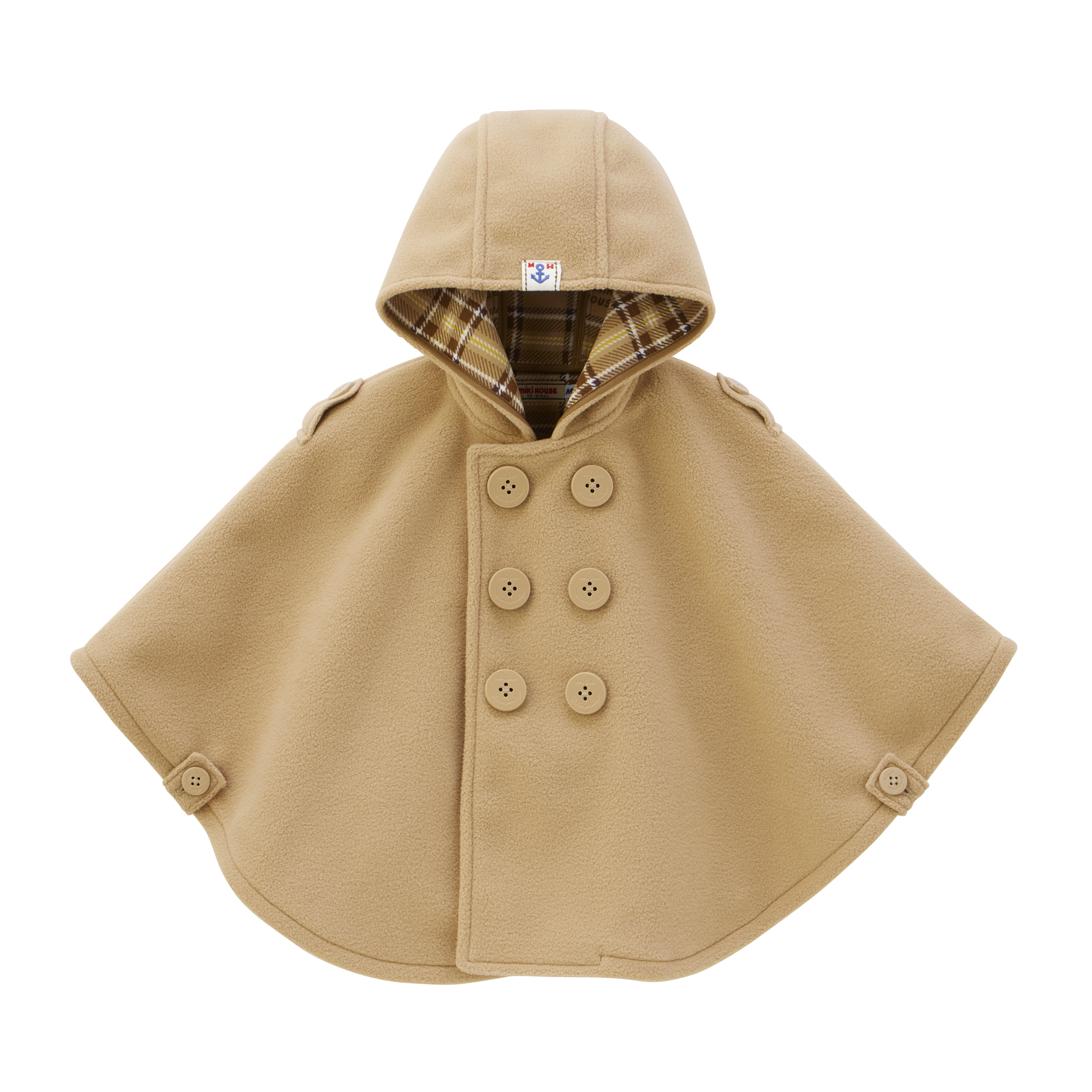 毛絨連帽斗篷-駝