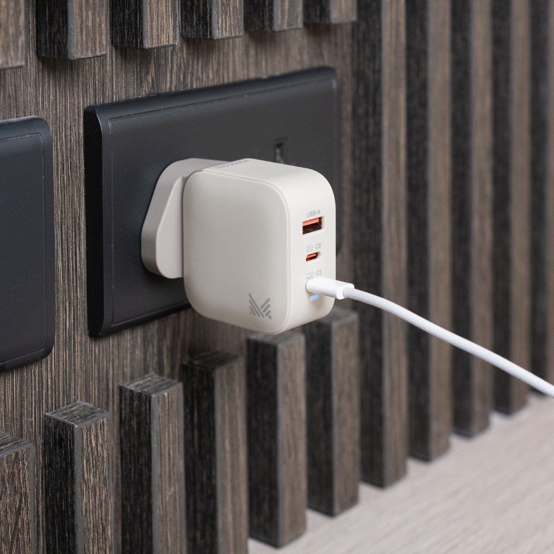ESSENTIALS｜ 65W 3-Ports USB-C+USB-A GaN Charger (UK) - Sand
