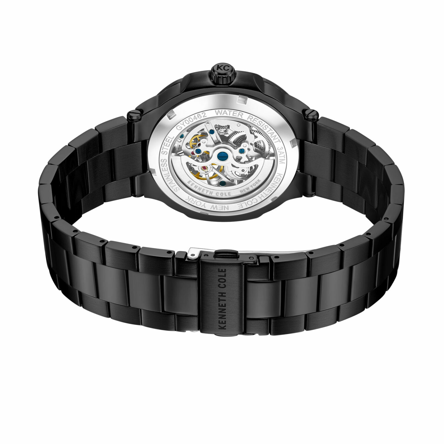 萬年鐘錶 - KENNETH COLE  美國紐約品牌  全黑款透視機芯機械不鏽鋼男錶 KCWGY0046202 錶徑44MM