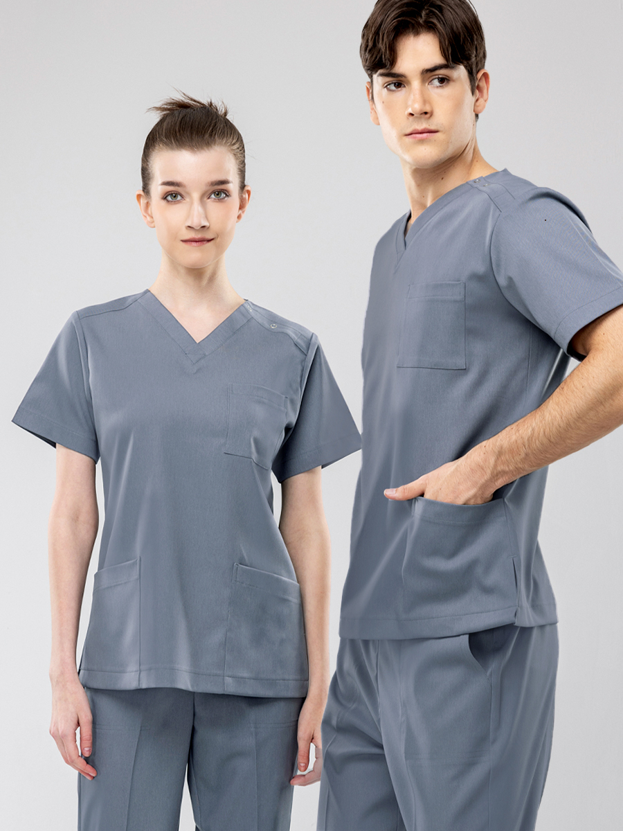 【 AB719-W3 】男女通用-刷手上衣-AB柔挺布-蓋亞灰