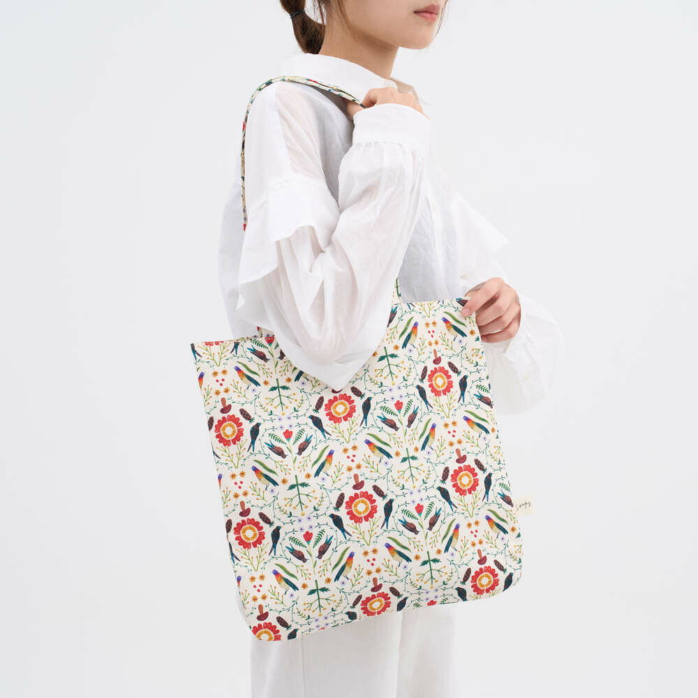 Happy Square Tote Bag/Artists Collaboration Collection/inBlooom x Soupy Tang/Forest Kaleidoscope
