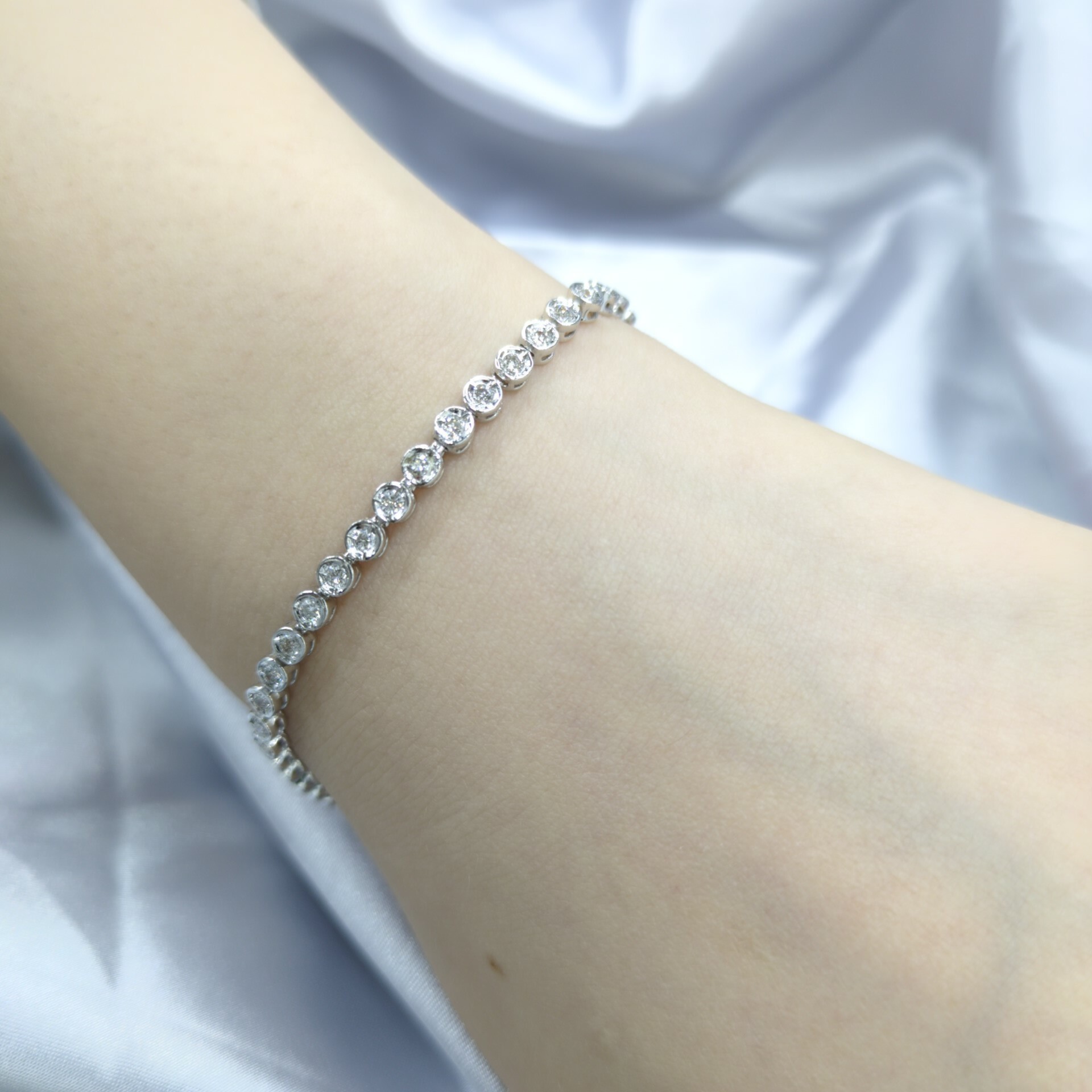 全新PT900鉑金1卡6份鑽石手鍊