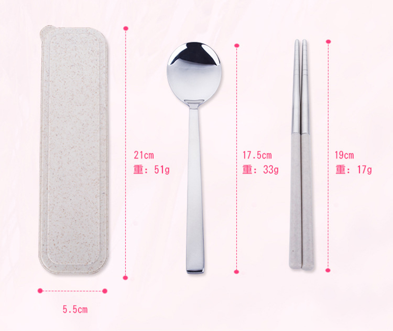 便攜小麥盒餐具套裝304不銹鋼筷兩件 AD2741