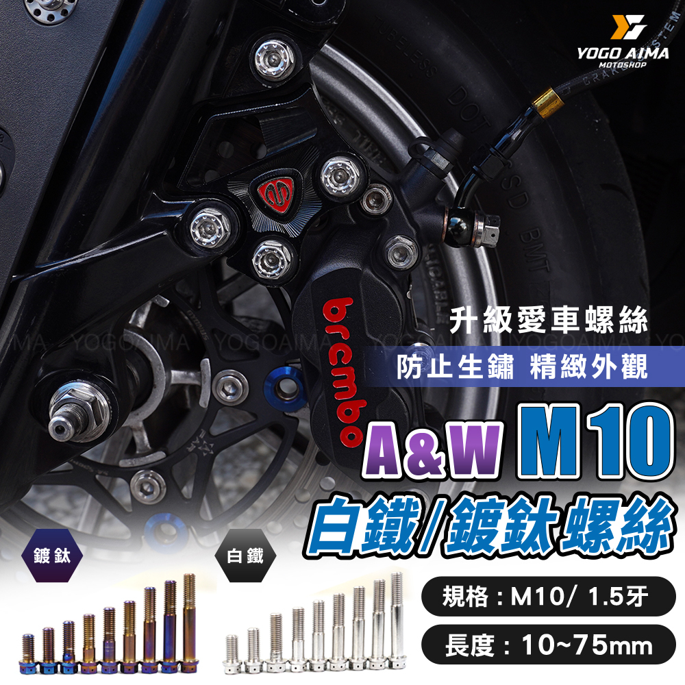 M10 白鐵/鍍鈦螺絲 P1.5牙