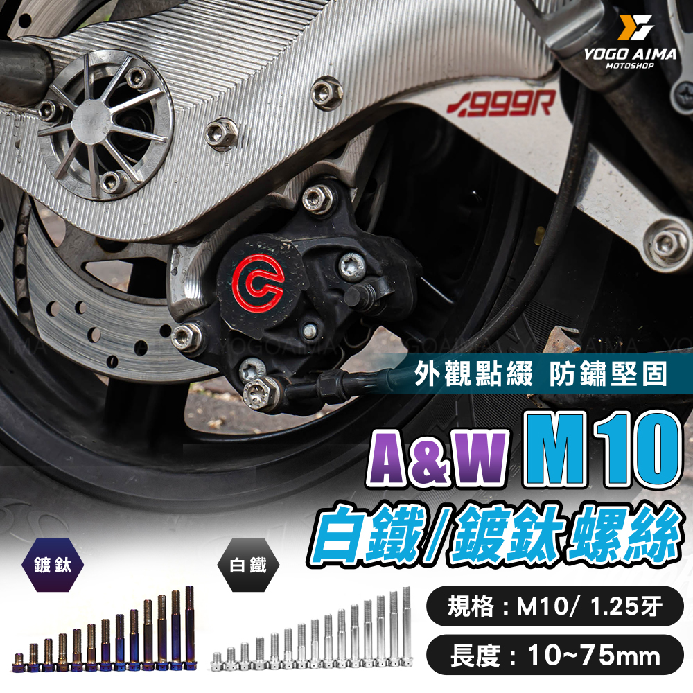 M10 白鐵/鍍鈦螺絲 P1.25牙