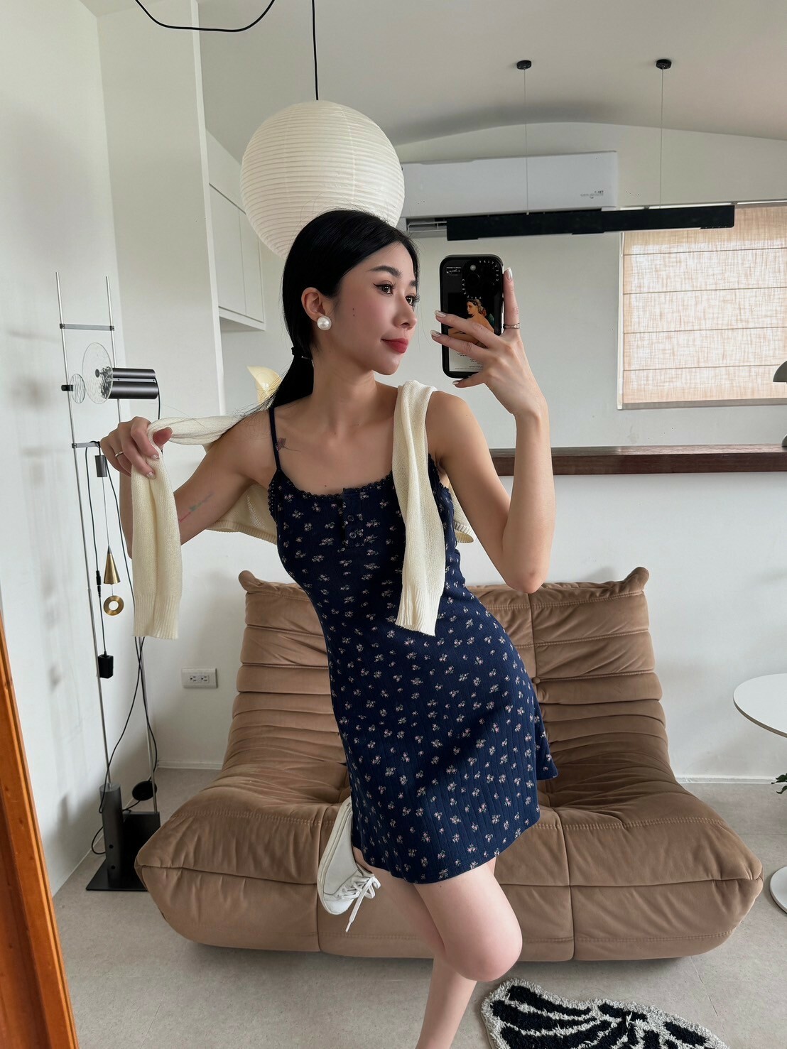 深藍小碎花洋裝