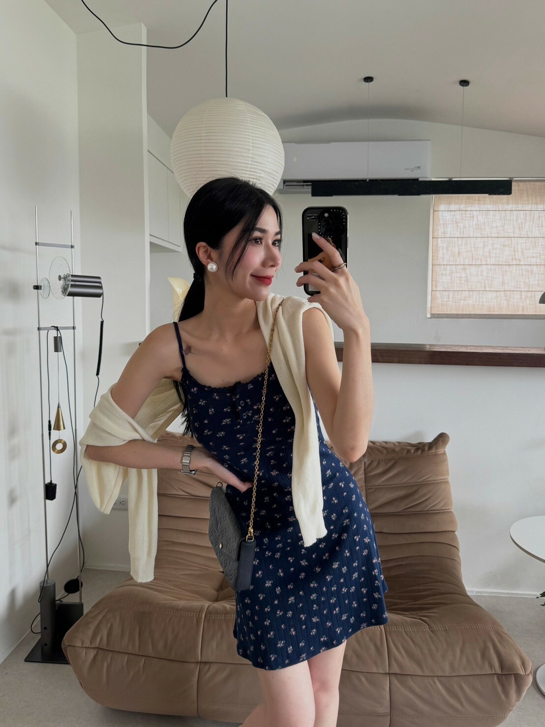 深藍小碎花洋裝