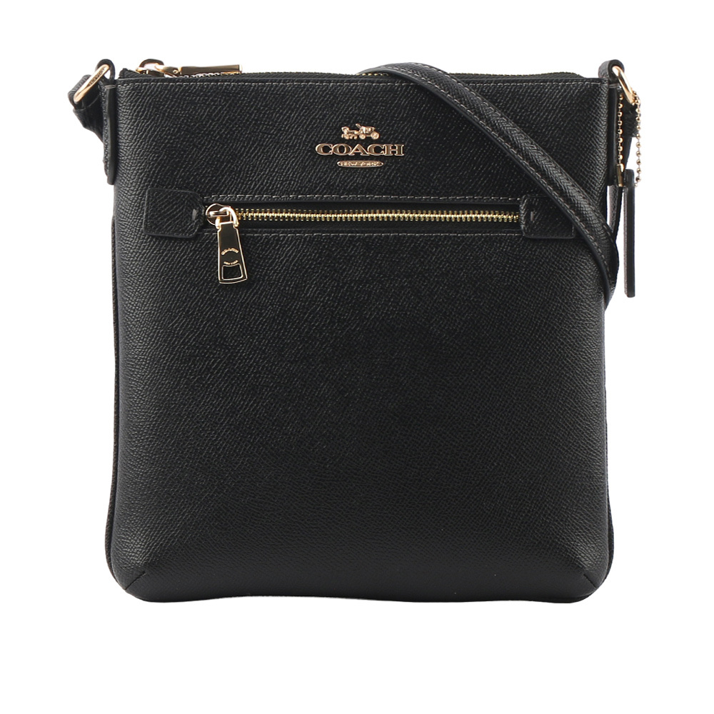 【COACH】Rowan 金字防刮皮革拉鍊口袋迷你方形斜背包