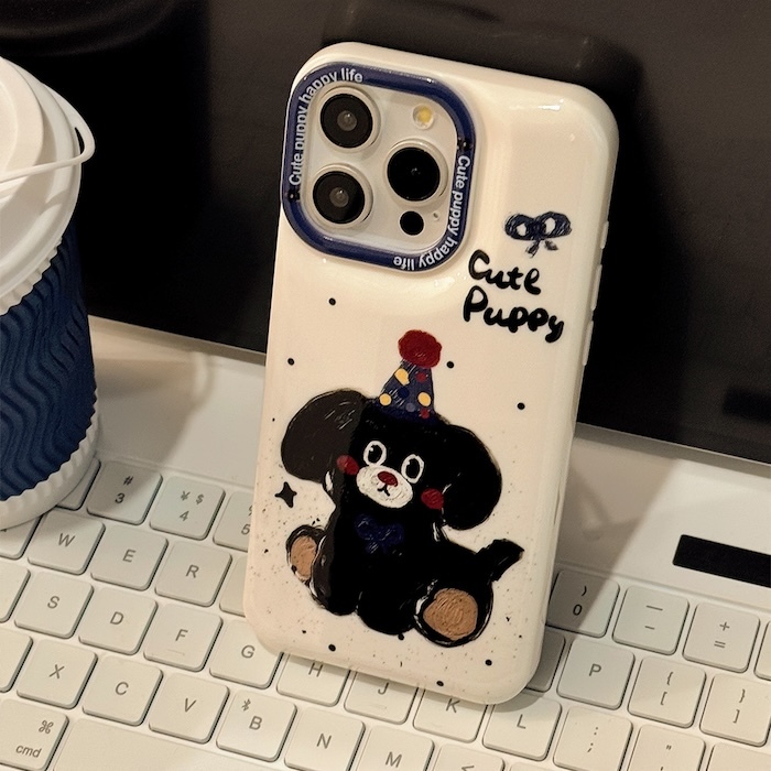 《81605》派對點點帽狗狗手機殼