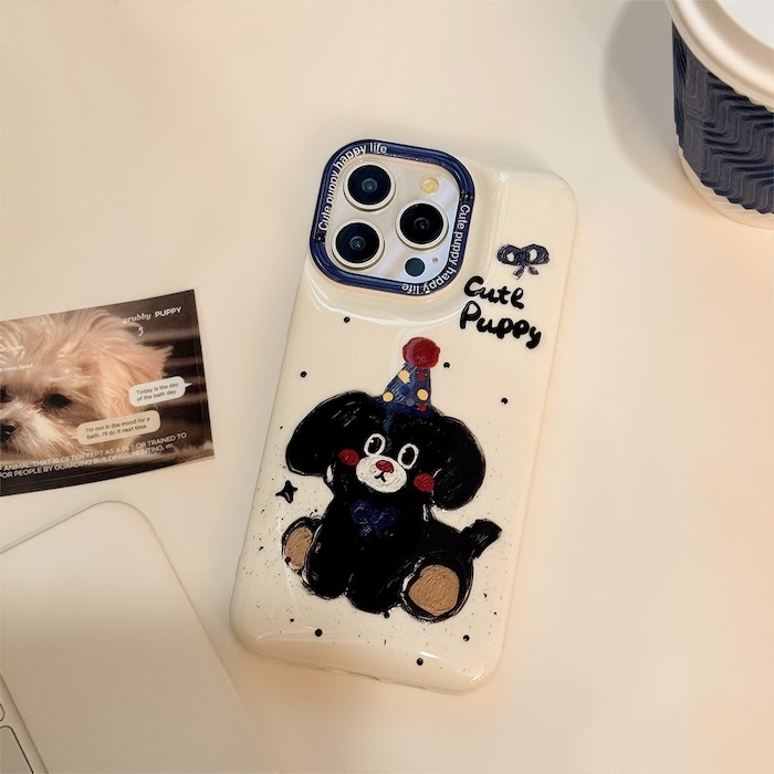 《81605》派對點點帽狗狗手機殼