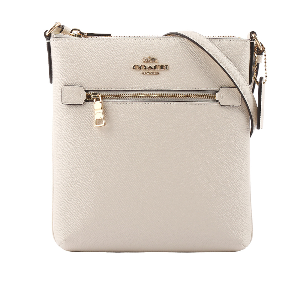 【COACH】Rowan 金字防刮皮革拉鍊口袋迷你方形斜背包