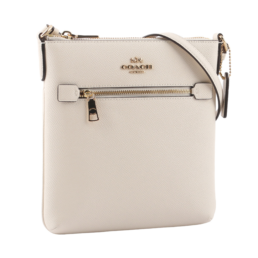 【COACH】Rowan 金字防刮皮革拉鍊口袋迷你方形斜背包
