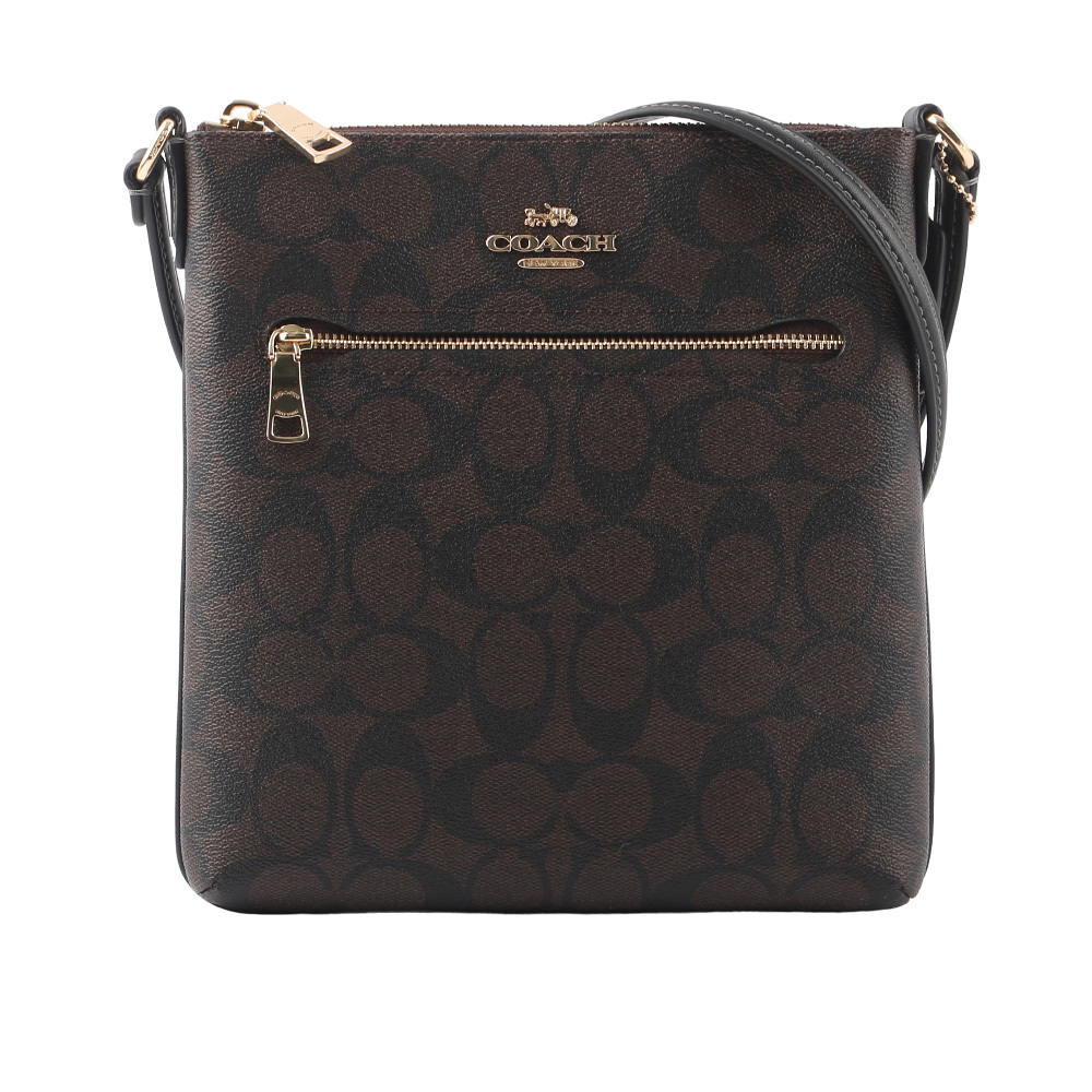 【COACH】Rowan 塗層帆布及再生皮革拉鍊迷你斜背包