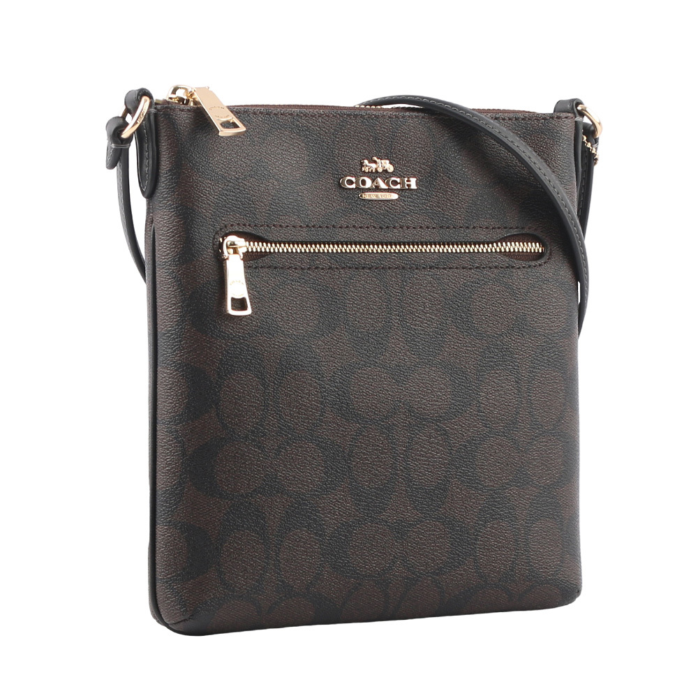 【COACH】Rowan 塗層帆布及再生皮革拉鍊迷你斜背包