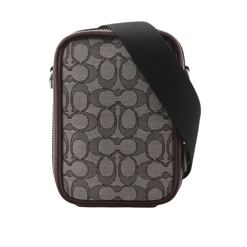 【COACH】Stanton CC Logo緹花布拼皮革斜背包