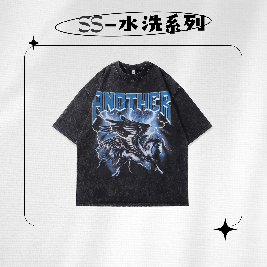 【SS 預購】美式復古系列 飛馬元素 水洗短袖上衣