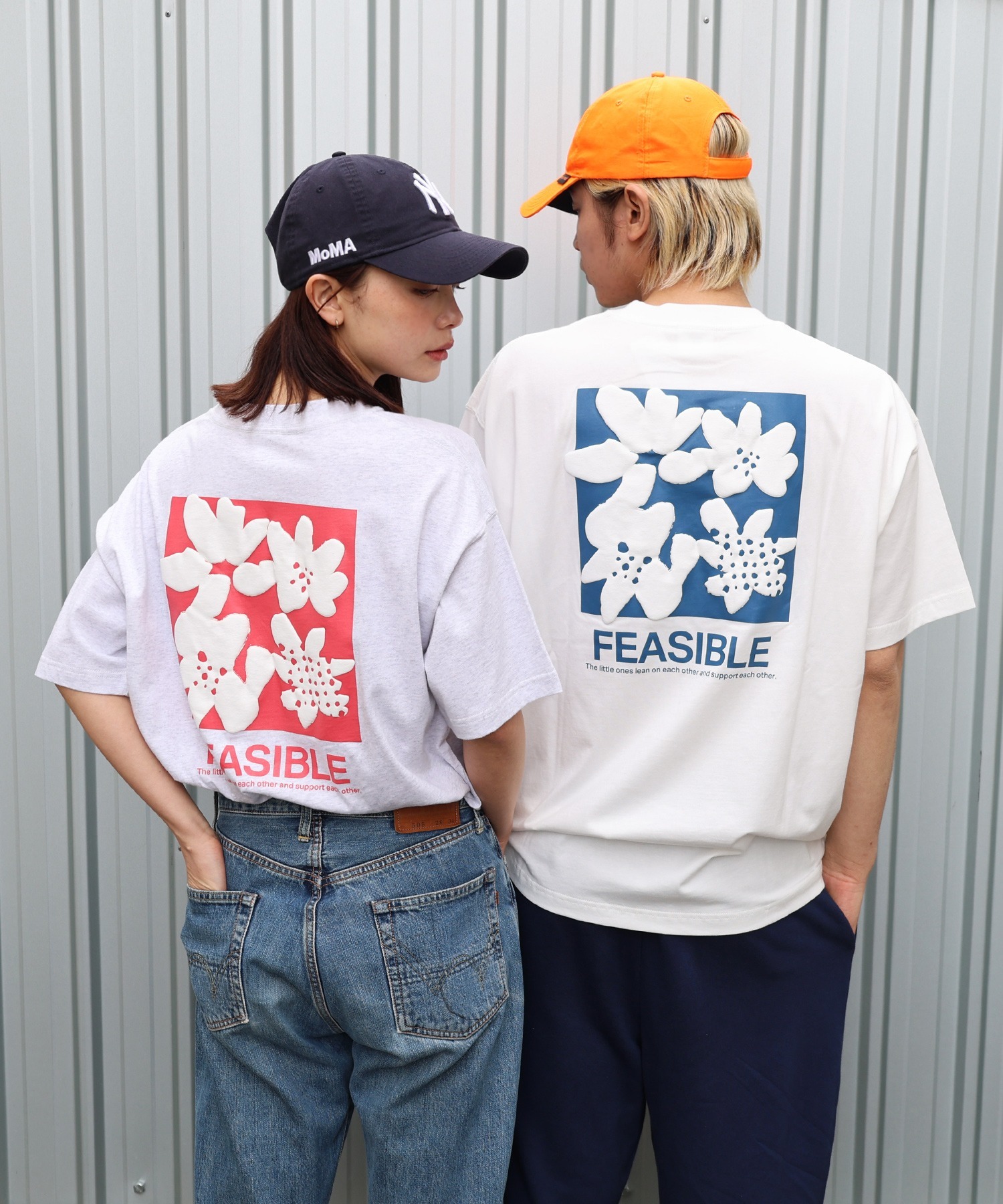 日本🇯🇵連線 and Me 雙面花花印花短T 短袖 花卉 白色 灰色(任買兩件711免運)/預購