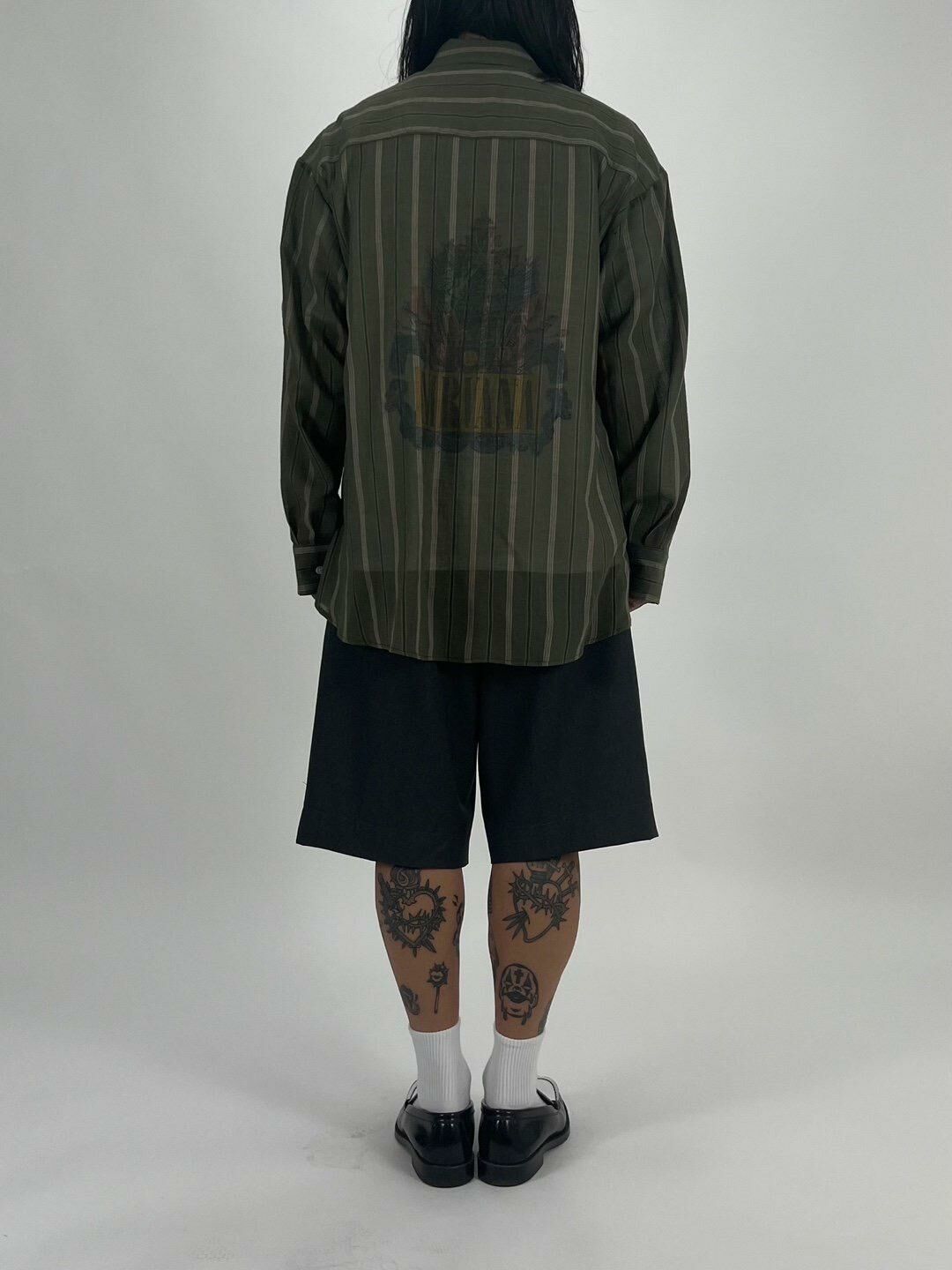 圖案直紋長袖恤衫 FLEUR-004S