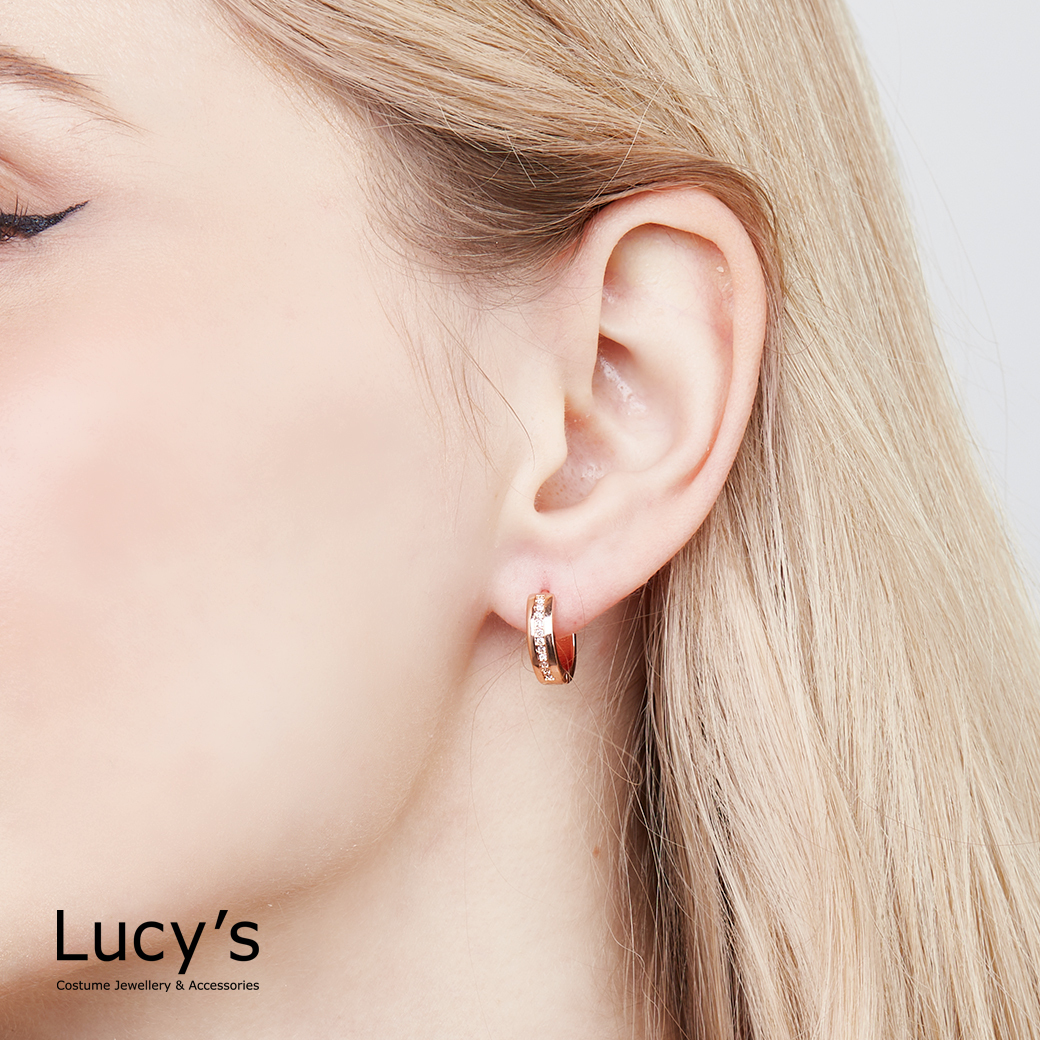 簡約圈鑲鑽 易扣耳環 (114531)