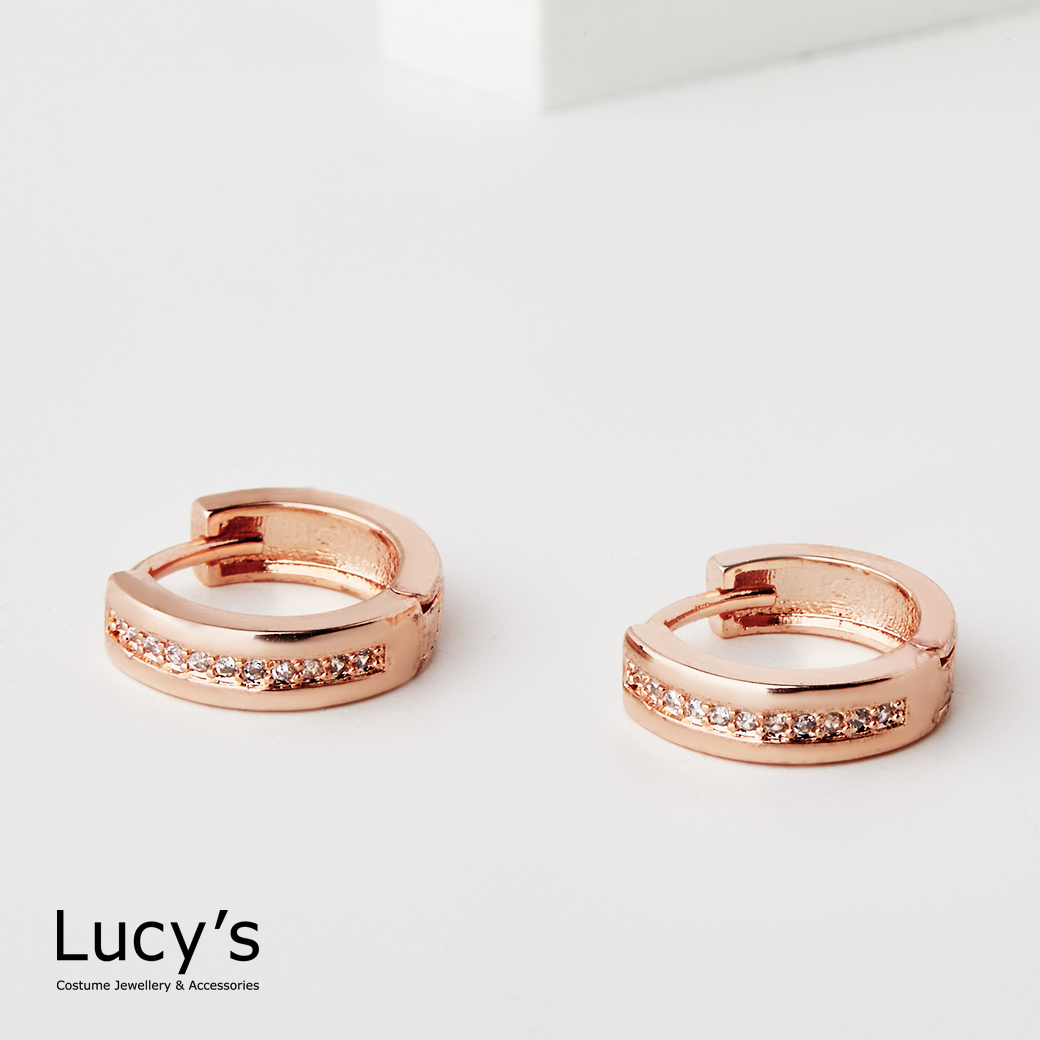 簡約圈鑲鑽 易扣耳環 (114531)