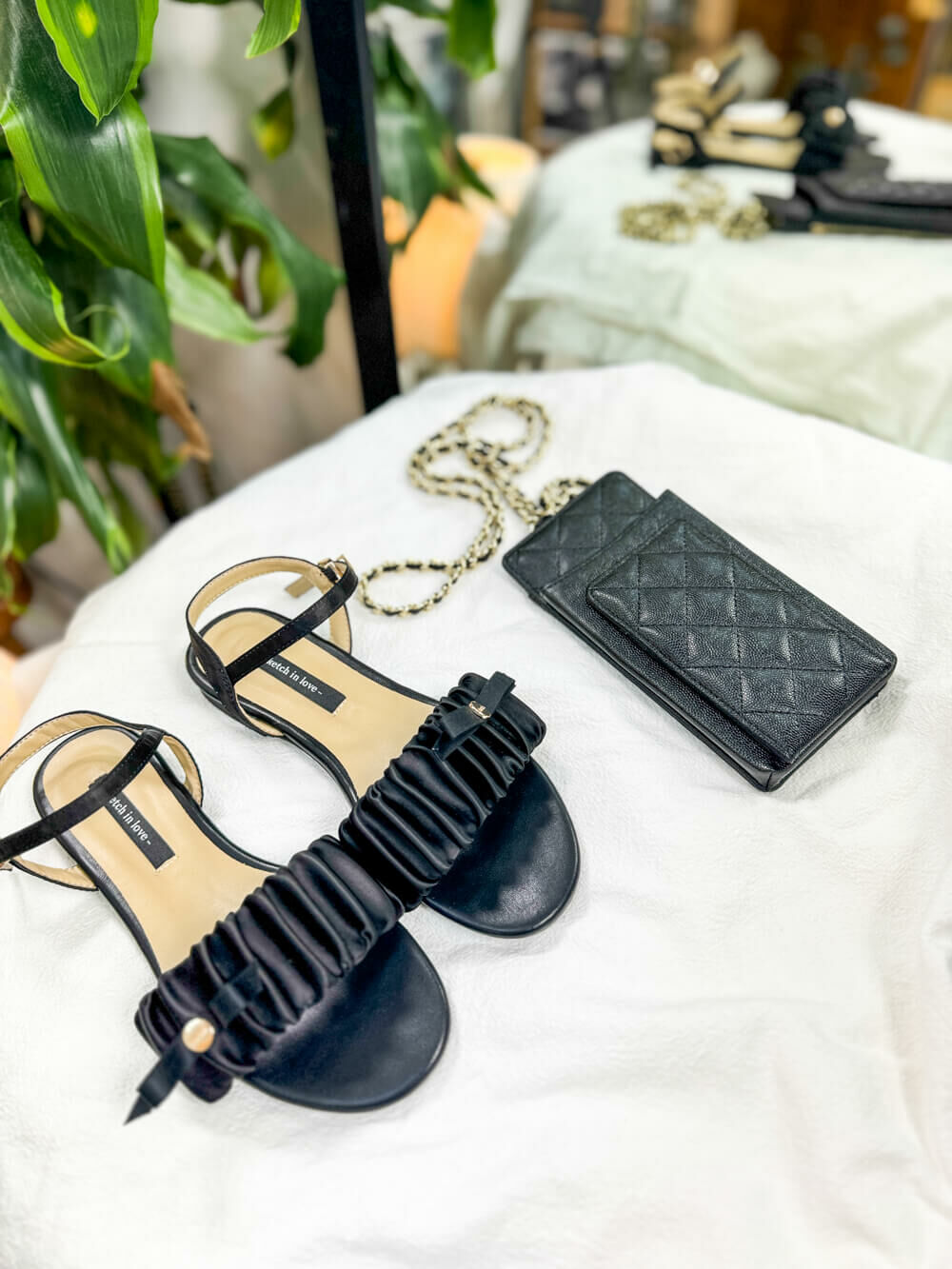 縐縐 絲帶蝴蝶結 涼鞋【2417-1015】【不設退換】