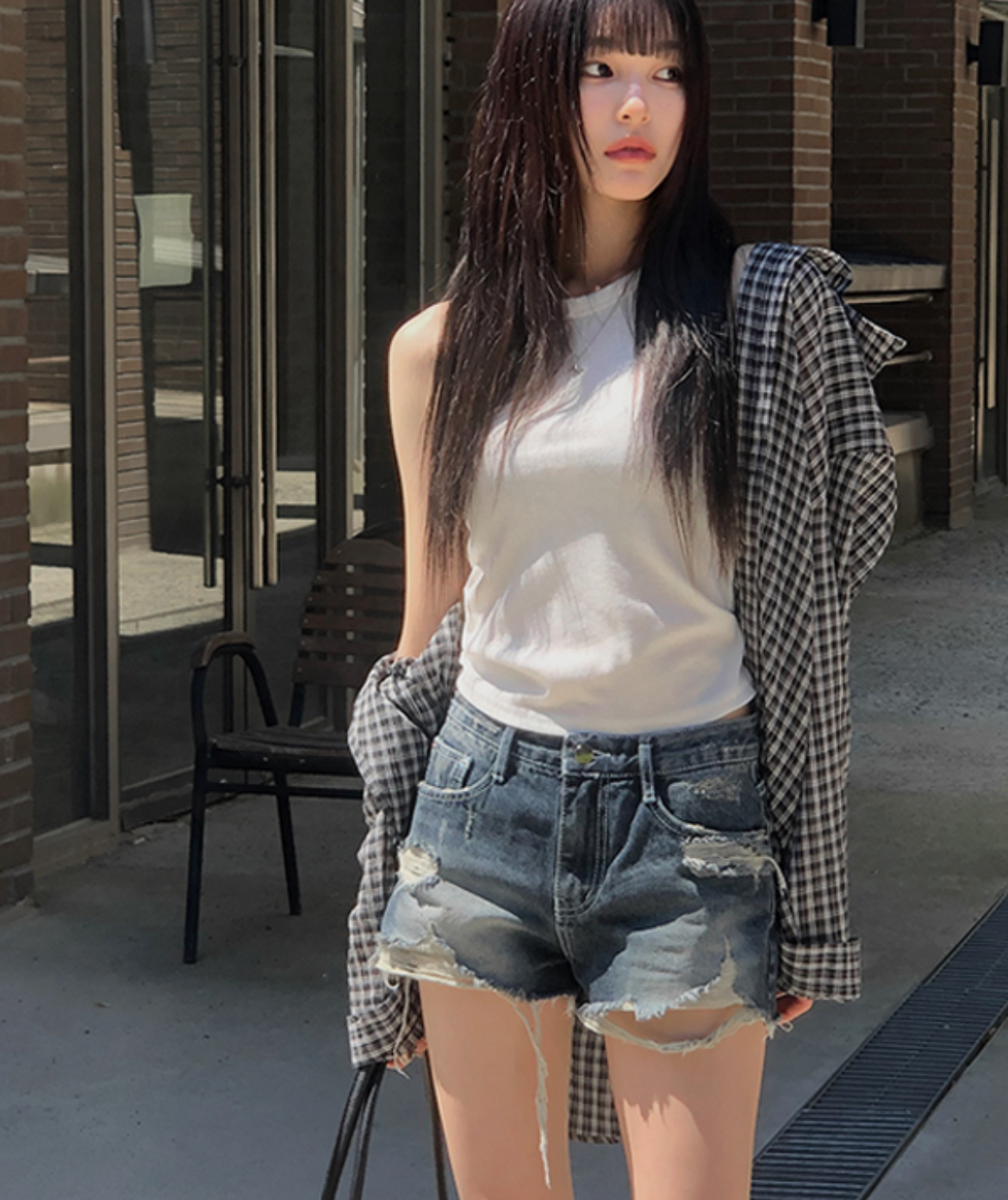 [KARINA同款] KR WASHING SHORT DENIM