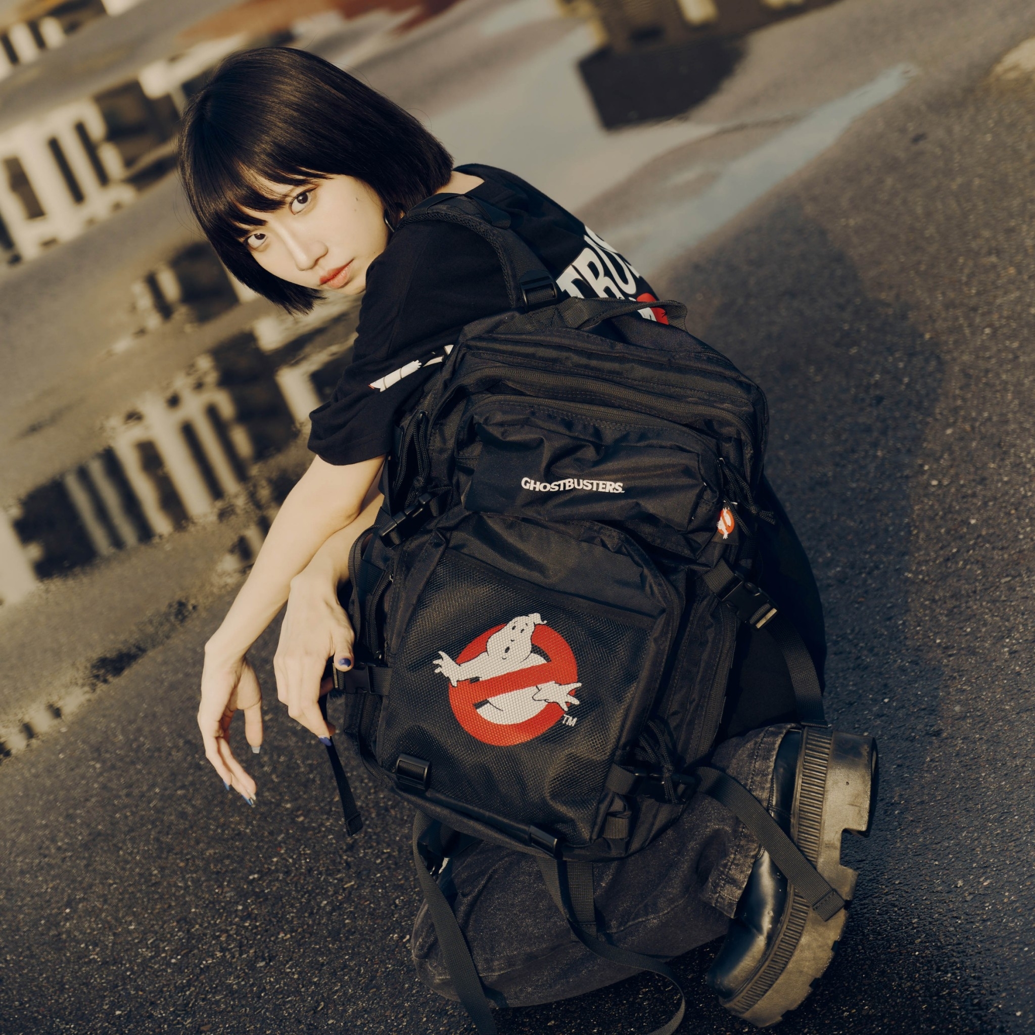 魔鬼剋星網布後背包-黑