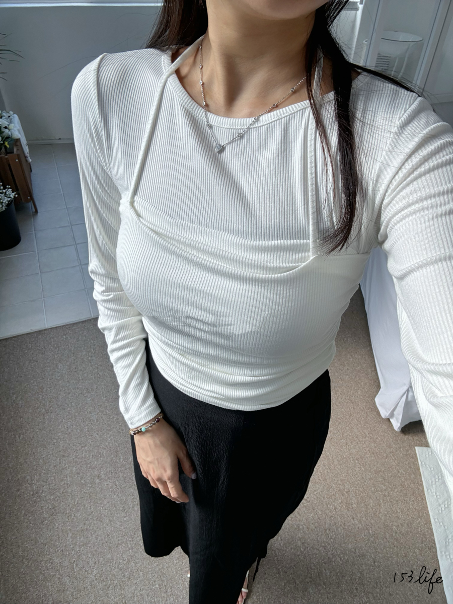 |現貨|🇰🇷兩件式背心長袖上衣(黑.白)