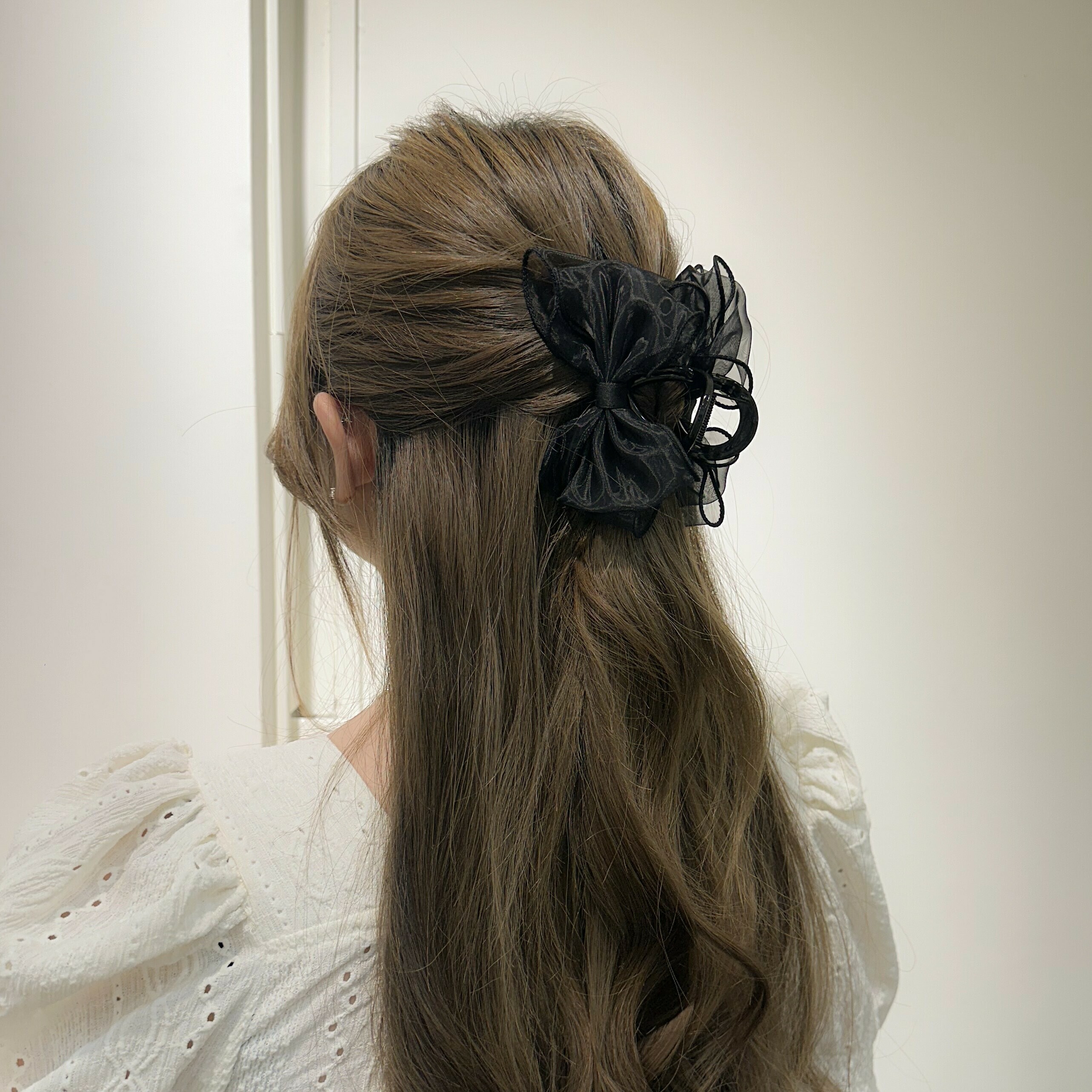 G03素面網紗半頭鯊魚夾