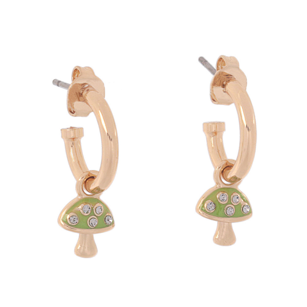 【COACH】蘑菇墜飾及C Logo 圓弧針式耳環