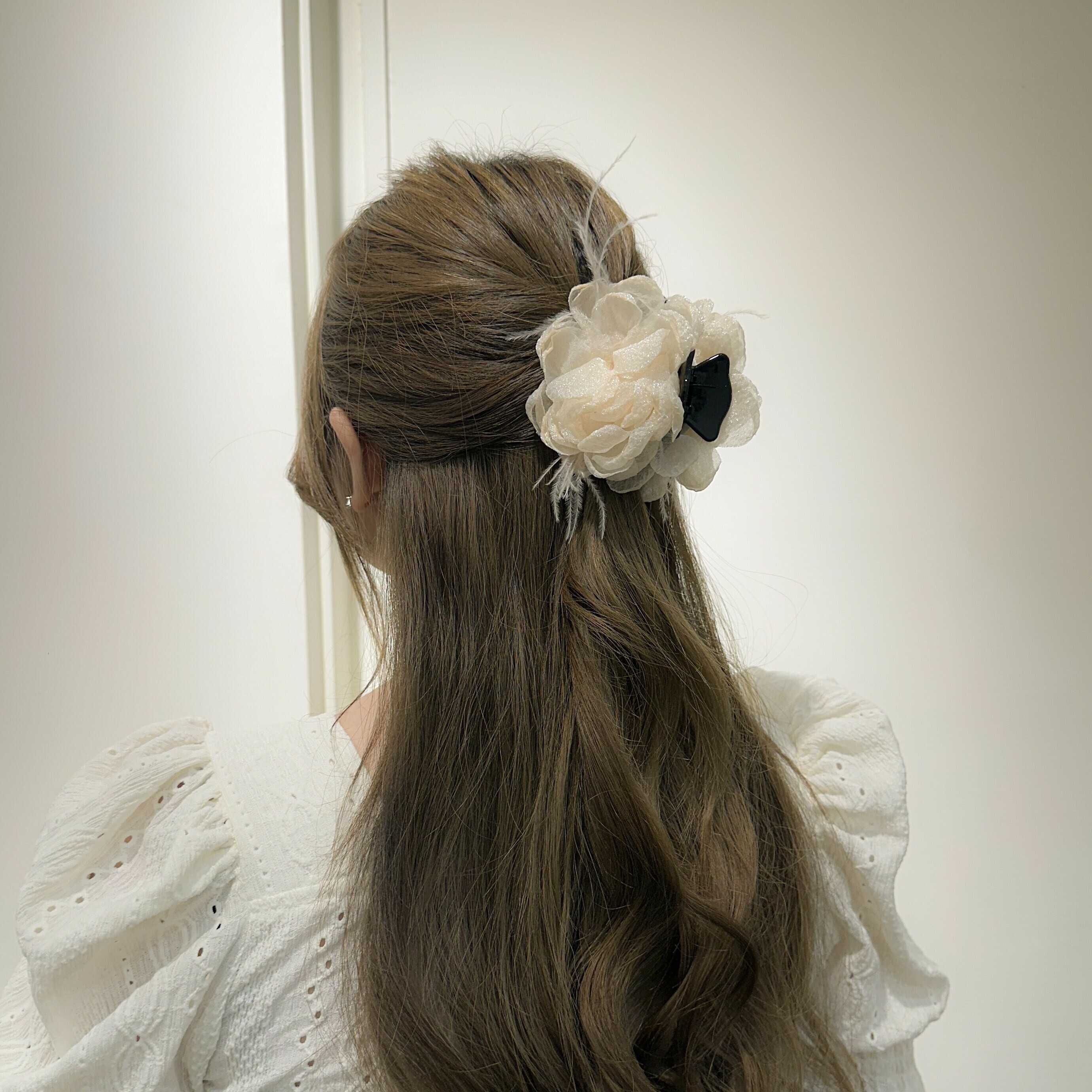 G10網紗花朵半頭鯊魚夾